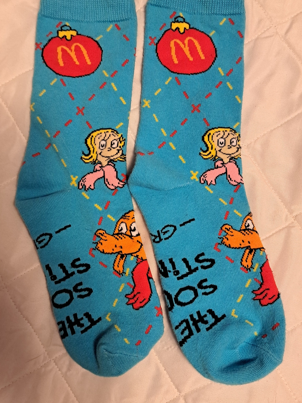McDonald's Blue Grinch Socks Character Print